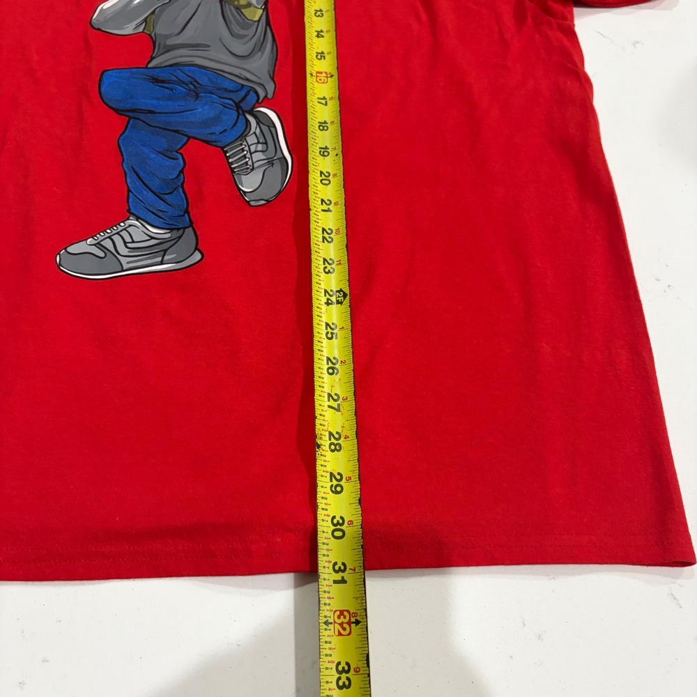 Hardten Clothing Mens Red Dabbing Bear Graphic T-Shirt 2XL Streetwear Y2K Baggy - Picture 5 of 6